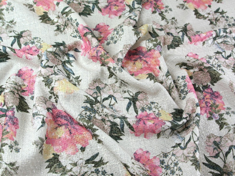 Spanish Floral Lurex Heavy Woven Tweed Dress Fabric (CHANEL-ESTAMPADO-M ...