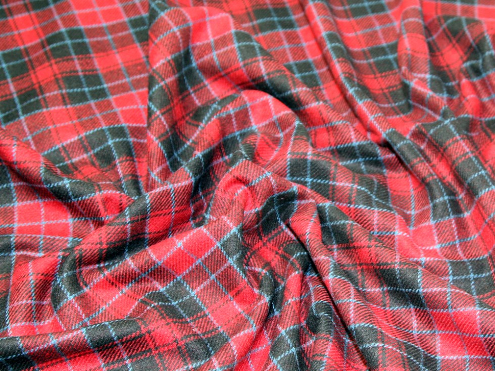 Polyester & Wool Blend Plaid Check Dress Fabric (ElginN-M)